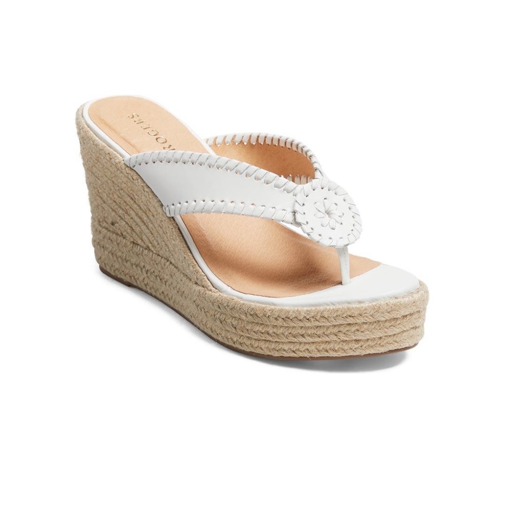 NWT! Jack Rogers Rowan Platform Espadrille Wedge WHITE Size 8 M Sandal